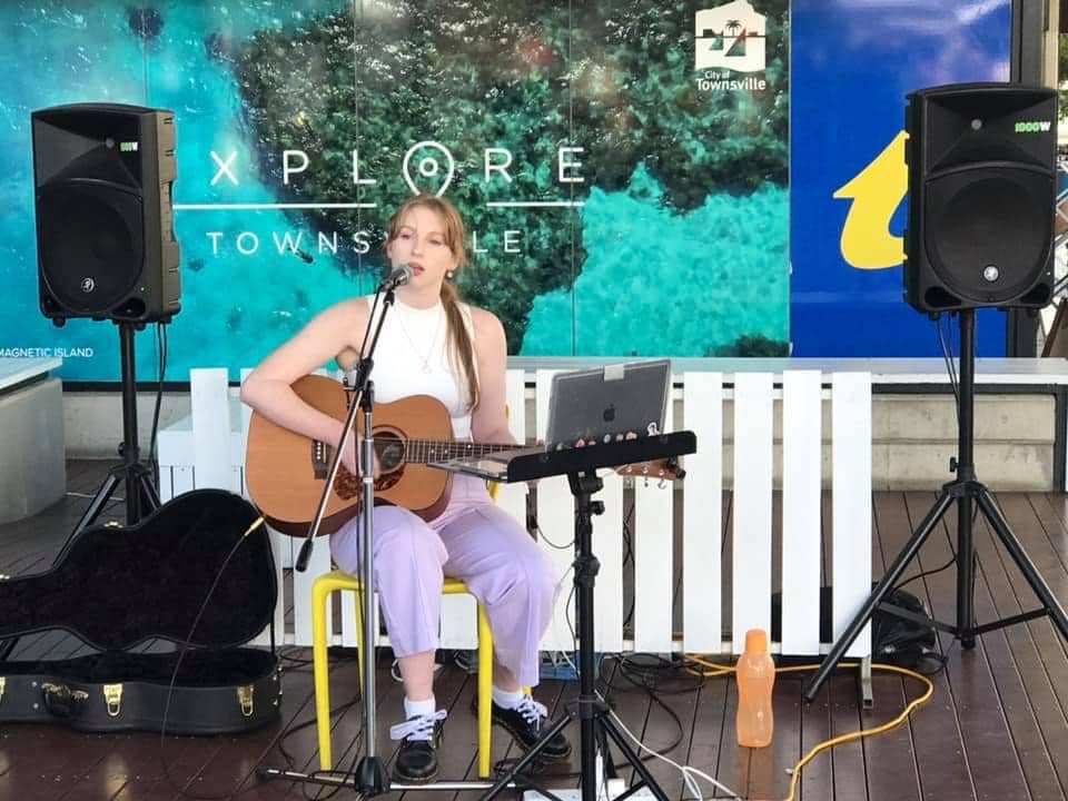 Ella Rose playing at the Cotters Market this morning! 🤍🌅